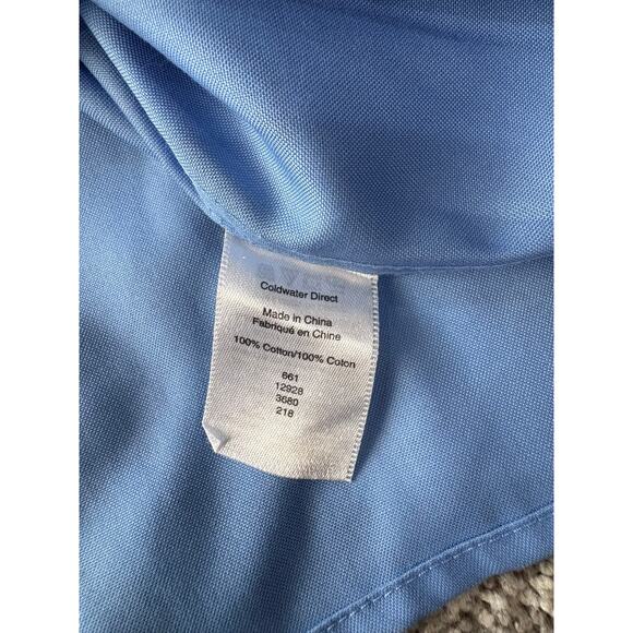 Coldwater Creek blue long sleeve button up blouse women's size petite large PL - Picture 4 of 6